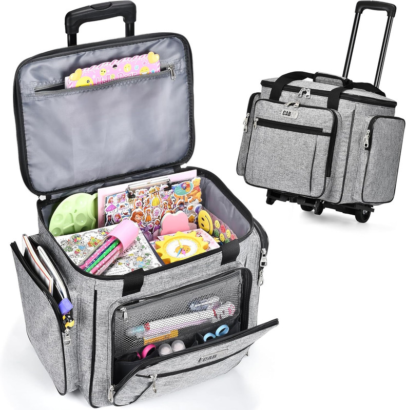 Rolling Craft Bag, Rolling Tote Bag with Wheels for Women, Rolling Teacher Bag w