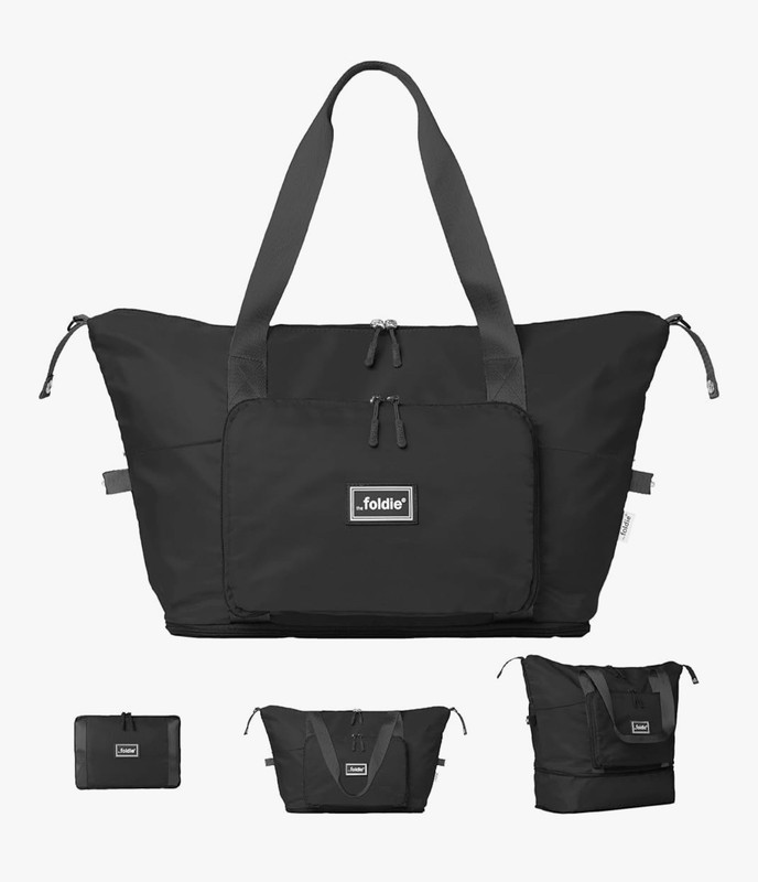 The Foldie® 4.0 Travel Duffle – Water Resistant – Expandable Bottom – Black