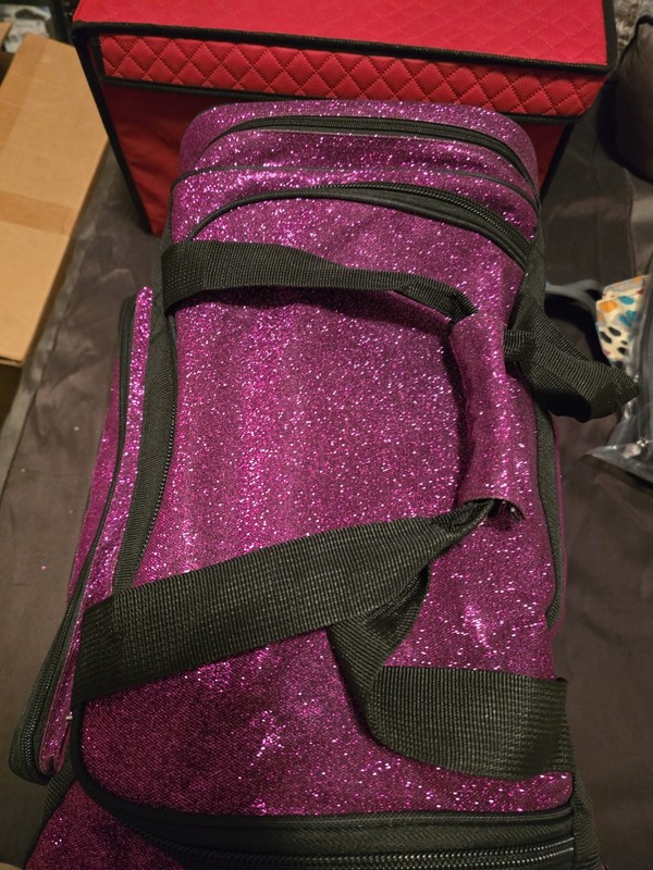 Tastefully Simple Duffle Bag, Mint Cond. Purple Sparkle gallery