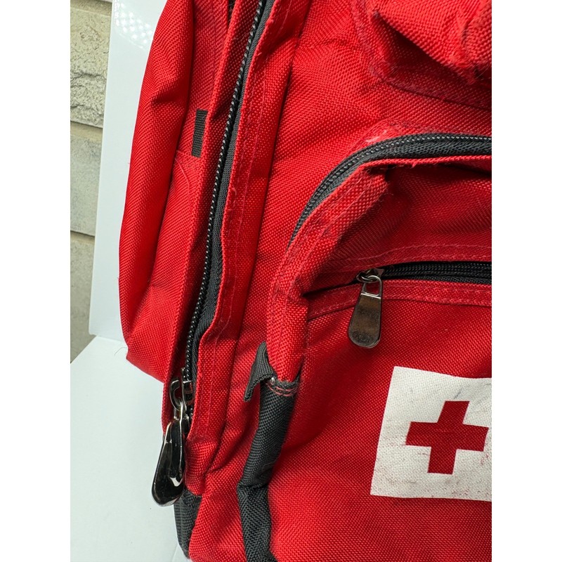 American Red Cross Rolling Backpack Red Canvas Emergency Utility Bag Wheels gallery