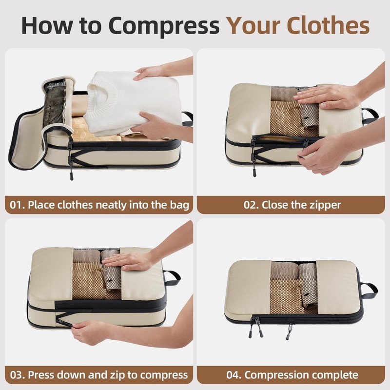 Compression Packing Cubes for Travel,6-Piece Travel Luggage Organizers with B... gallery