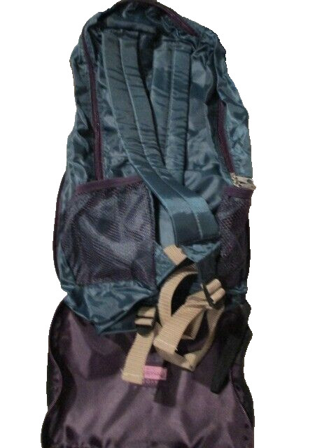 AVON Foldable Backpack Purple/Green 26″L x 17″W(empty) 2 Mesh Side Pockets 2013