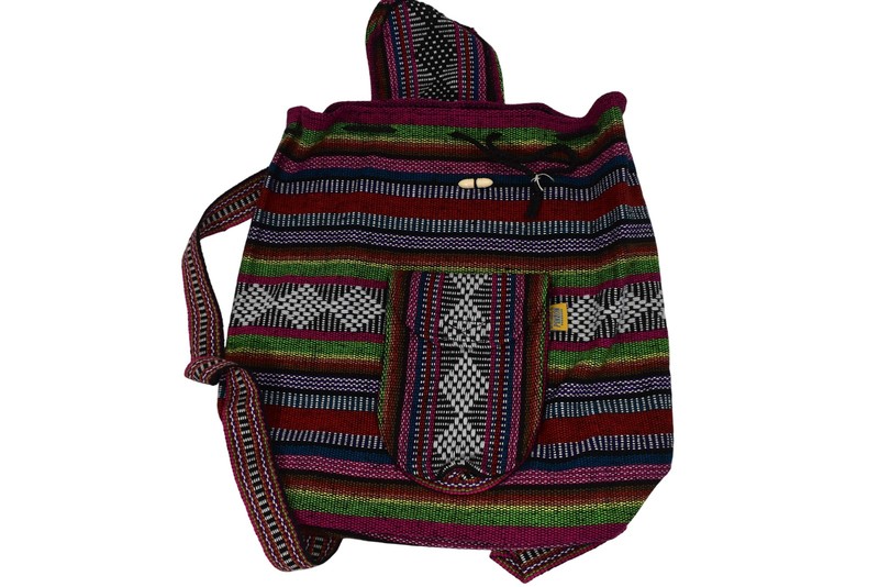 Artesanias Pinzon Multicolor One Size Womens Cotton Striped Backpack Bag
