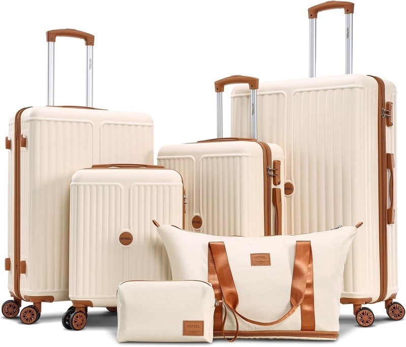 3/6 Piece Luggage Set ABS+PC Hardshell Carry on Suitcase w/ Spinner Wheels , TSA