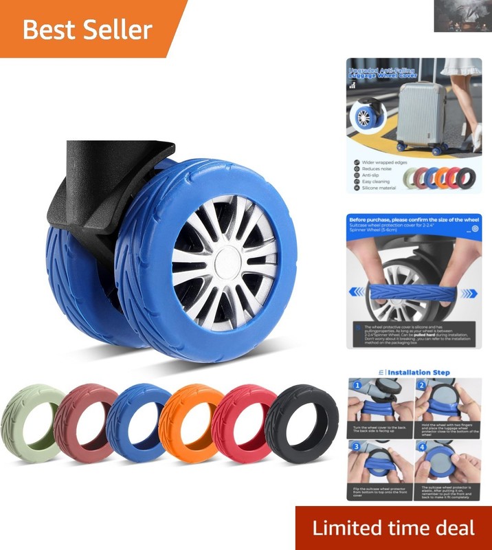 8 Pcs Upgrade Silicone Luggage Wheel Covers – Silence and Protection for Travel