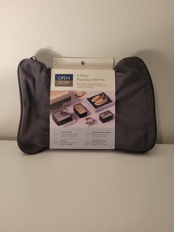 Open Story 4 Piece Packing Cube Set For Travel Luggage New Grey
