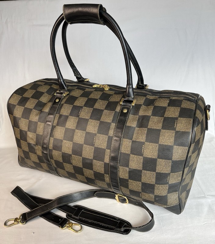 Authentic Checkered Fendi Duffel shoulder/hand gym Bag large luggage travel gallery