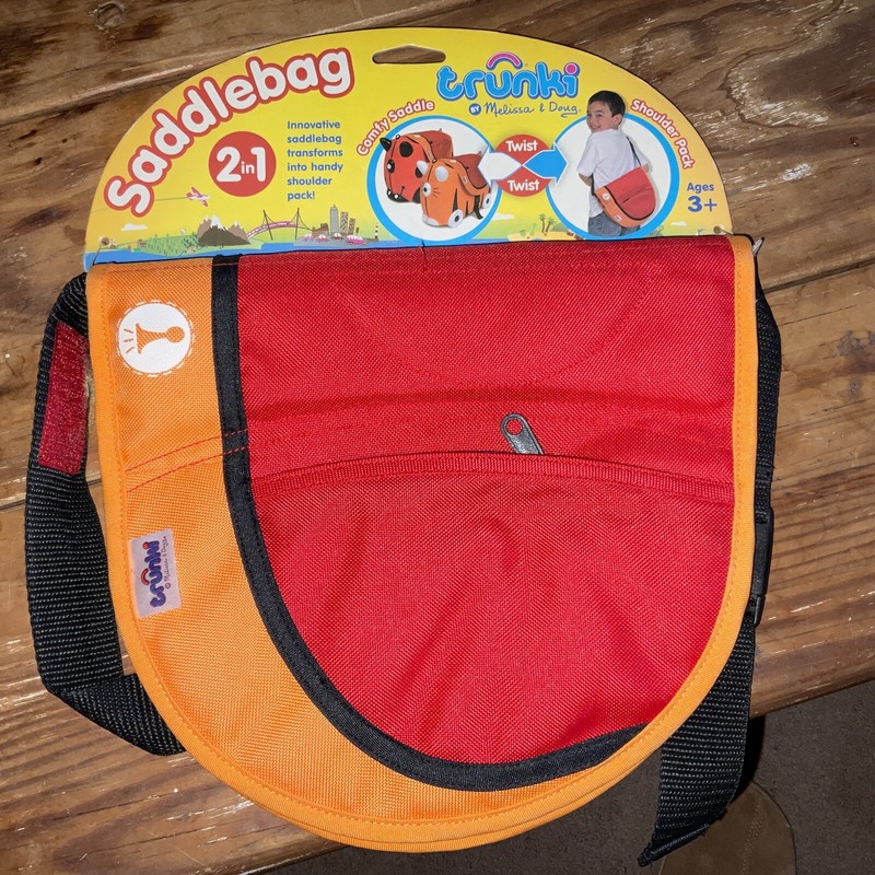 TRUNKI Saddlebag Melissa & Doug Orange Red NEW Horn 2 in 1