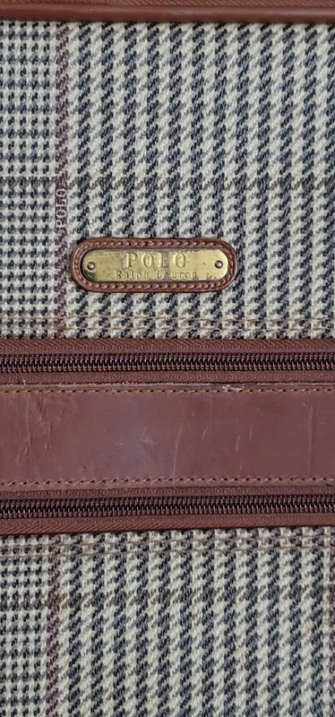 Vintage Polo Ralph Lauren Leather Trim Brown Plaid Carry-On 22" Luggage gallery