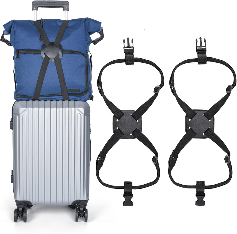 2 Pack Adjustable Luggage Straps Elastic Travel Bungee Suitcase Carrier Belt gallery