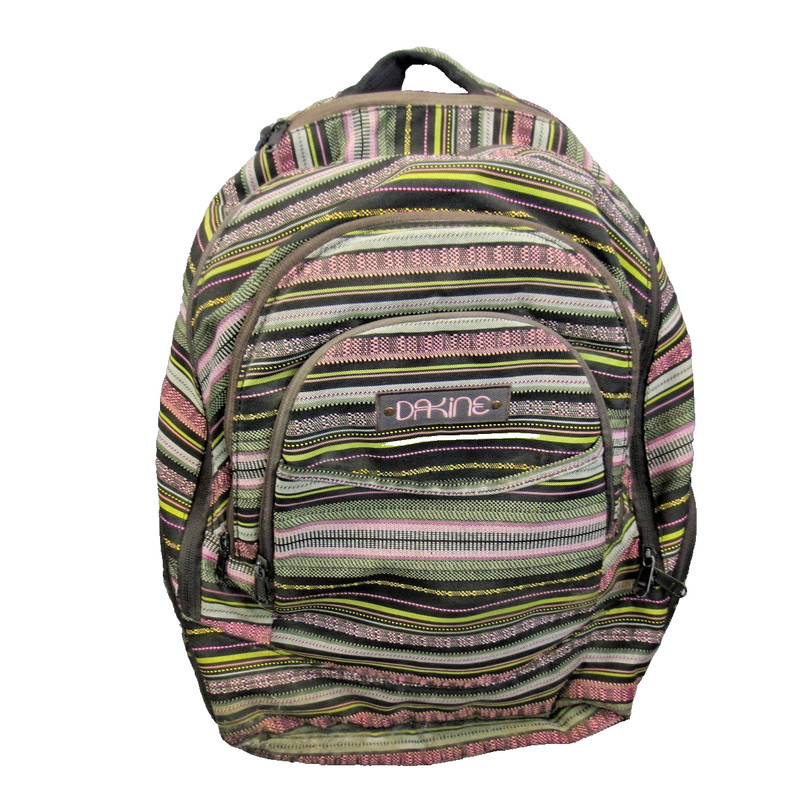 Dakine Striped Backpack Multicolor Black Pink Yellow Lined Laptop Sleeve Daypack