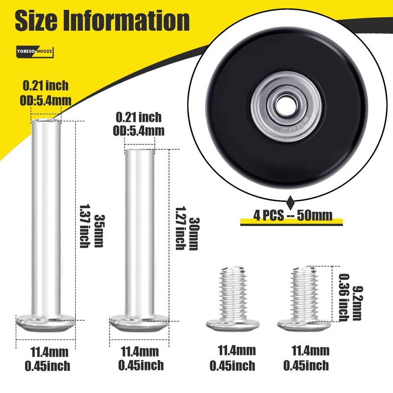 Luggage Suitcase Replacement Wheels 50Mm Diameter 1 7/8 Inch Wear-Resistant Mute gallery