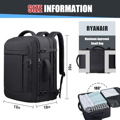 Expandable Travel Backpack 40L-50L, Carry On Backpack XX-Large(40-50L) Black gallery