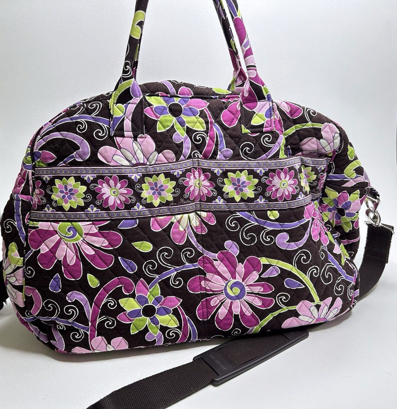 VERA BRADLEY Travel/Weekender Gym Duffle Bag Floral Pink Brown Purple New!!