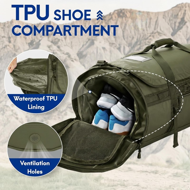 90L Large Duffle Backpack Heavy Duty Travel Duffel Bag for Camping Road Trips... gallery