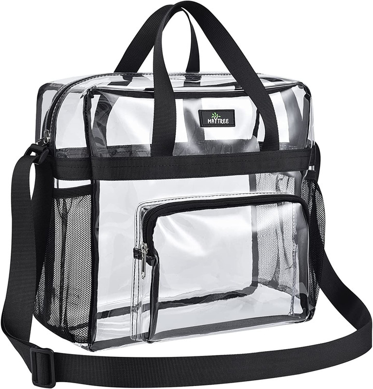 Clear Tote Bag Stadium Approved 12x12x6 Lightweight Waterproof Black