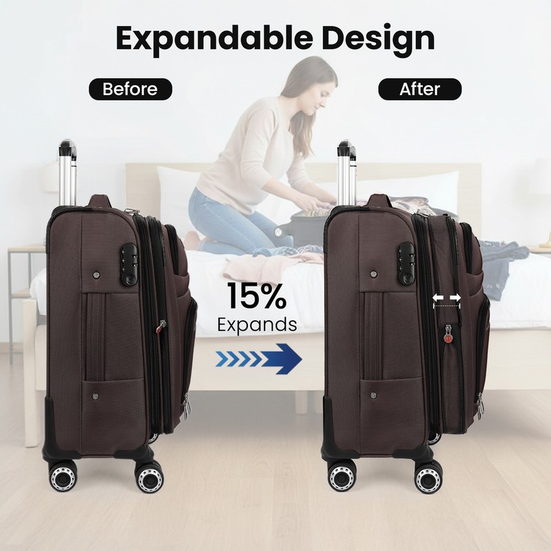 Softside Luggage Set Lightweight Expandable Large Capacity Travel Suitcase Set gallery
