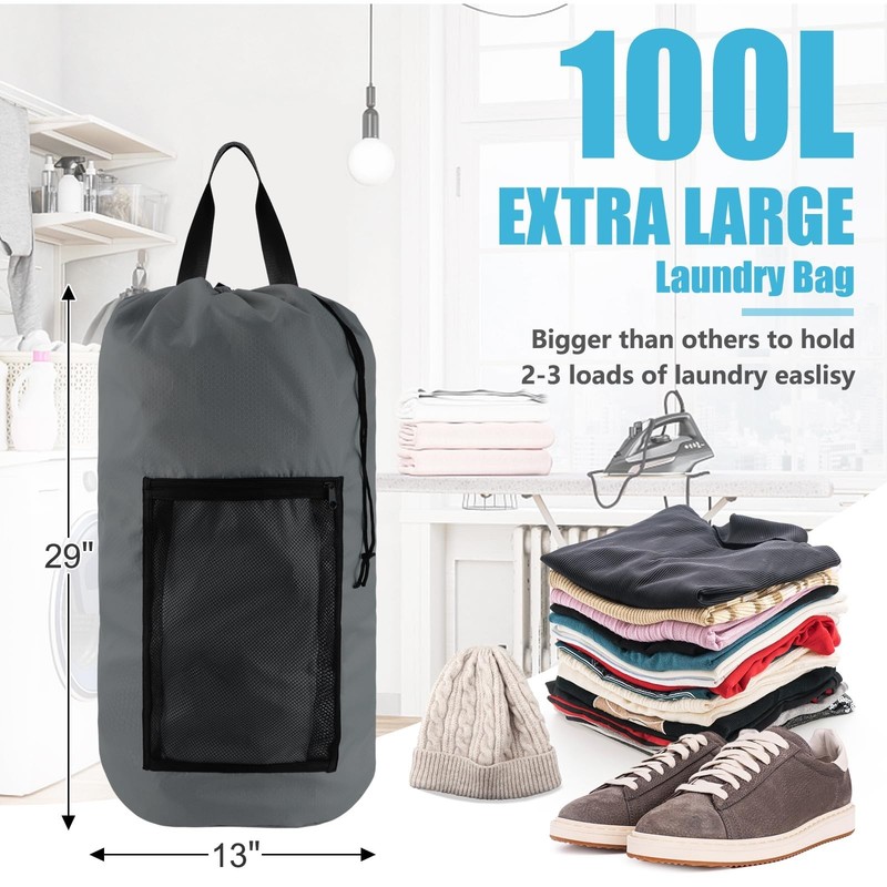 Olosar Laundry Bag Backpack, Extra Large Travel Laundry Bag with Mesh Pocket ... gallery
