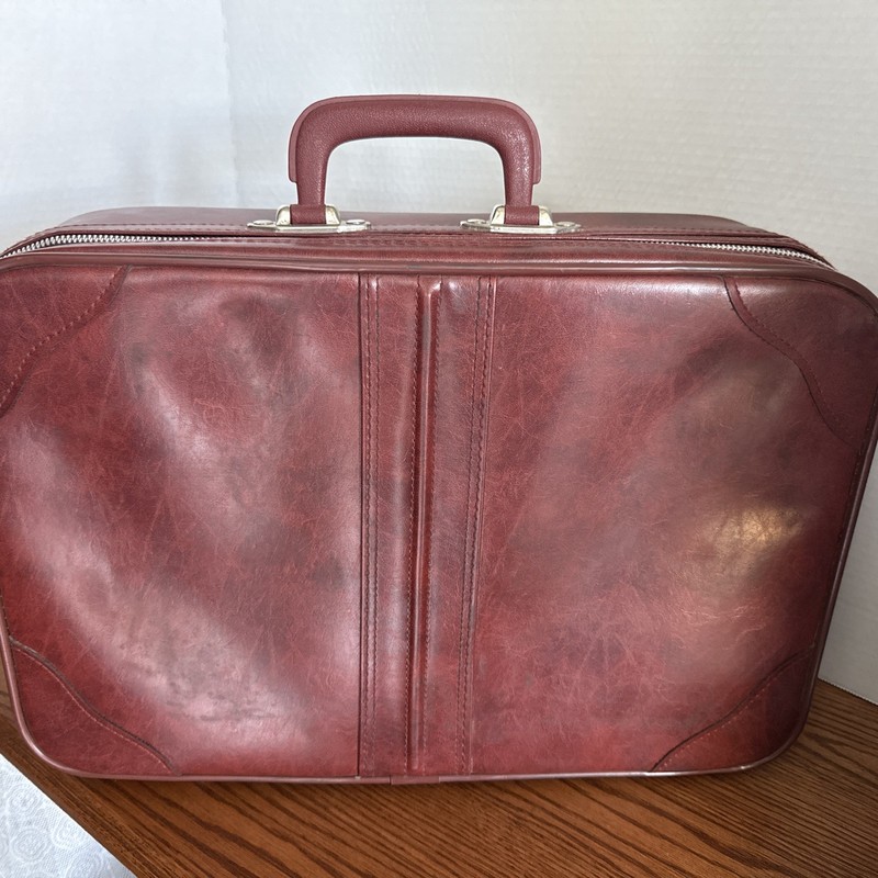 Vintage Red Suitcase Overnight Soft-Side NO KEY