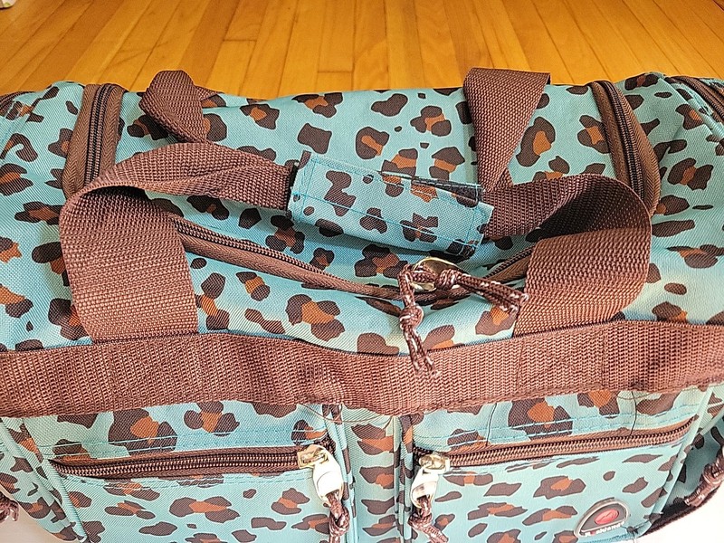 Rockland Duffel Bag 19″ Duffel Teal Leopard Travel rectangle On the go tote