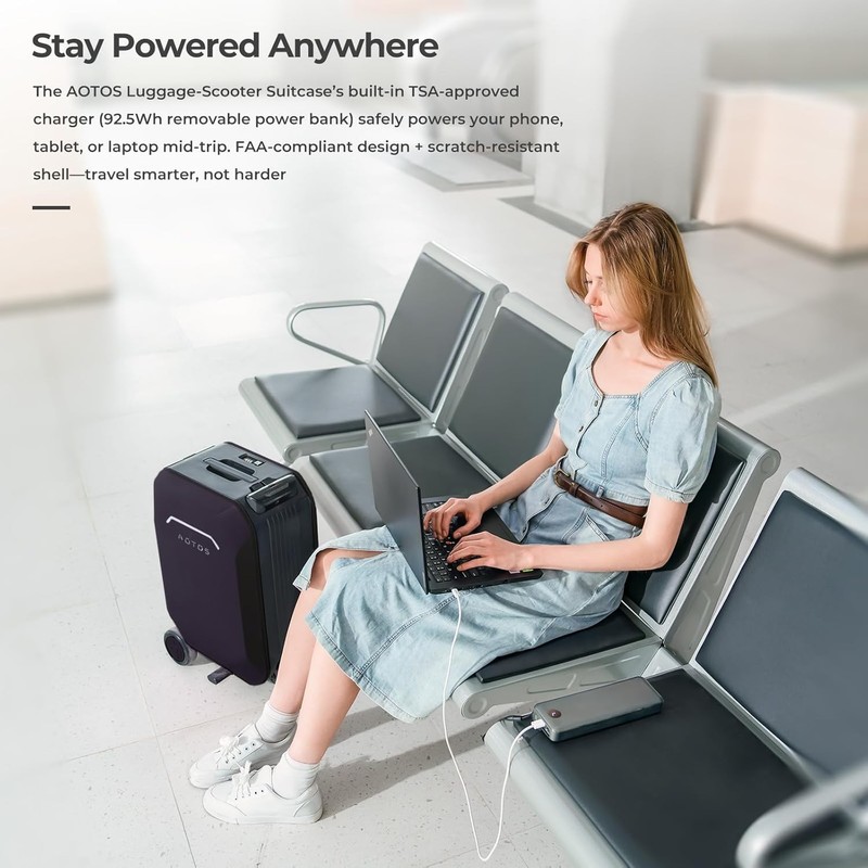 AOTOS Smart Ridable Electric Suitcase 31L Travel Riding Luggage Scooter gallery