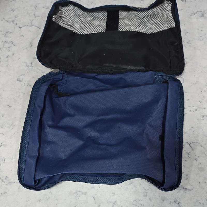 Samsonite Toiletry Kit Zip-Around Mesh Pocket Nylon Travel Bag Blue VTG 1990s. gallery