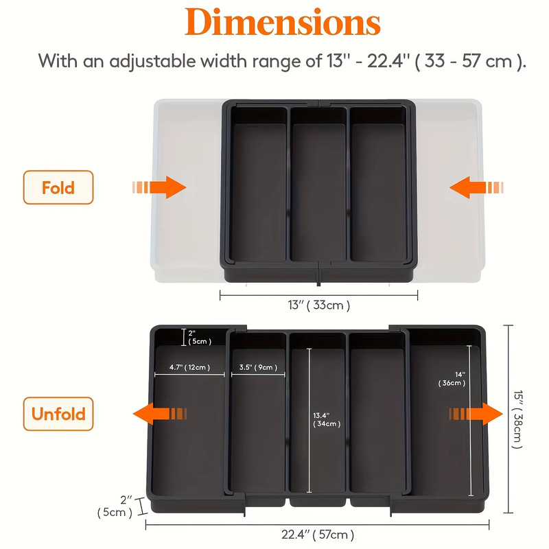 Expandable & Adjustable Large Plastic Kitchen Utensil Organizer - Cutlery Holder gallery