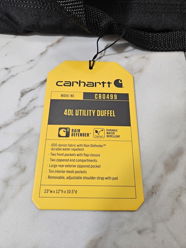 Carhartt 40L Utility Duffel Bag Black Water Resistant 600D CB0499 New With Tags gallery
