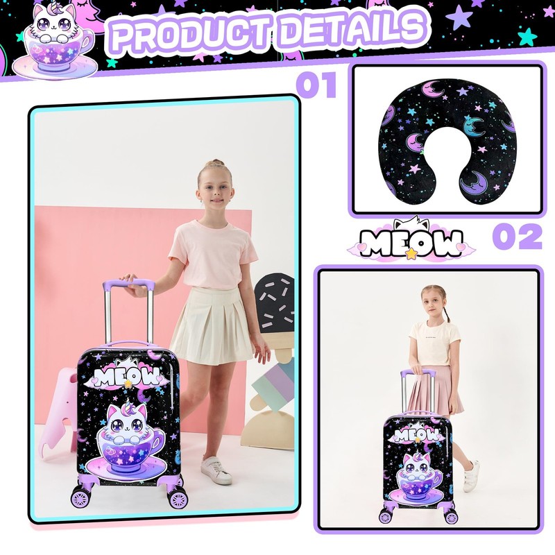 Kids 2 Piece Luggage Set 16'' Hardside Suitcase with Spinner Wheels for Travel gallery