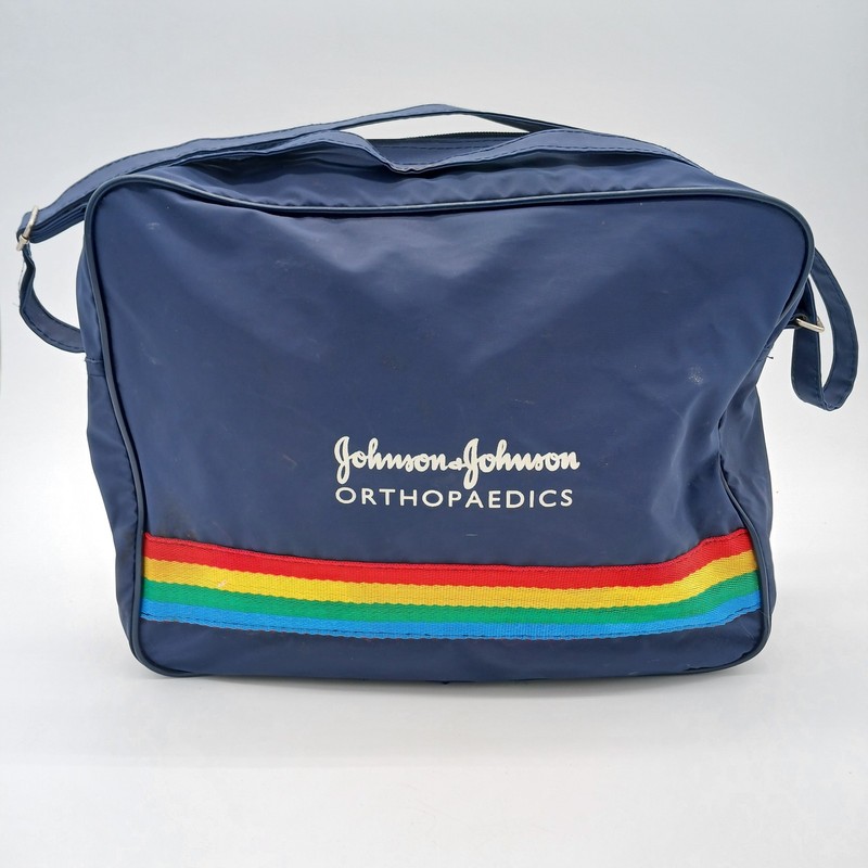 Vtg Johnson & Johnson Orthopaedic Adjustable Duffle Bag Blue, Rainbow 1990’s