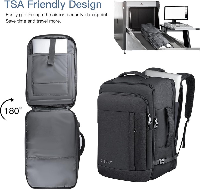 Carry On Backpack, 50L Travel Backpack, Luggage Backpack TSA Flight Approved gallery