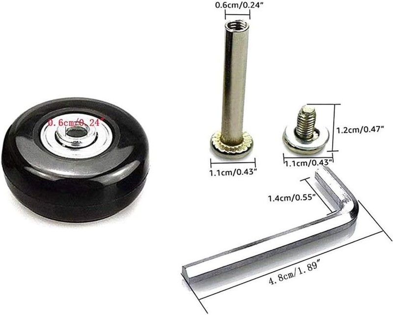 Durable Luggage Wheels Replacement Kit - Set of 2, 45mm for Easy Installation gallery