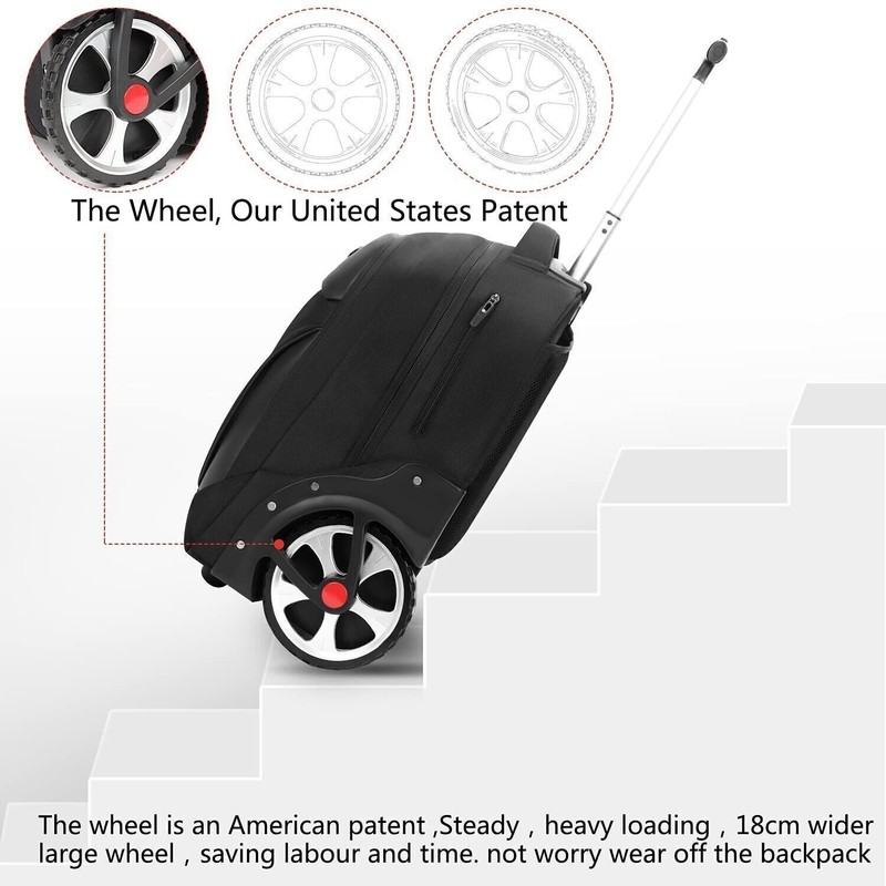 Rolling Backpack with Wheels Fit 17 Inch Laptop, Wheeled Backpack for Adults gallery