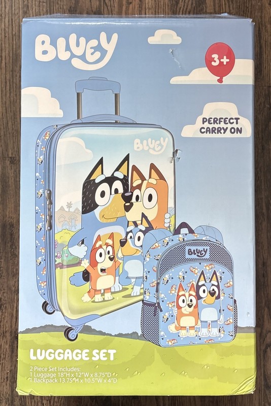 BLUEY – Kids Hard Side Trolly Carry on & Back Pack Luggage Set