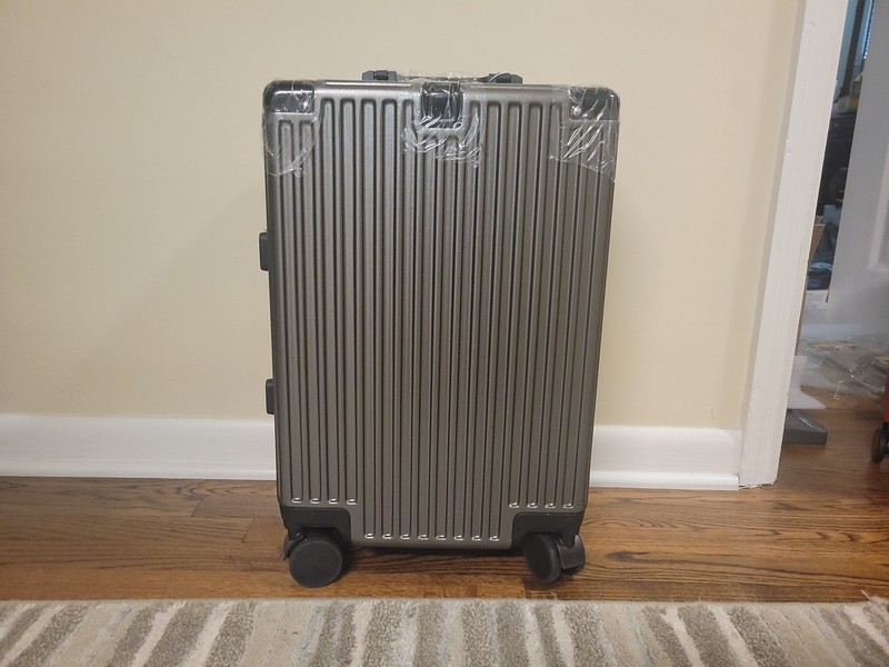 20 Inch Carry on Luggage, Zipperless Aluminum Frame PC Hardside Suitcase with Cu