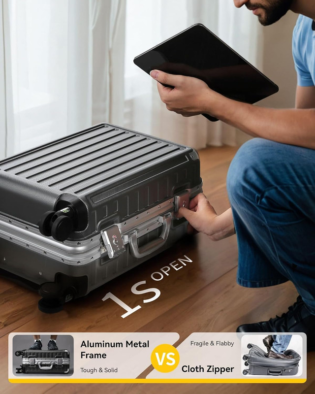 Checked Suitcase with Spinner Wheels, 8010S Aluminum Frame Zipperless Polycarbon gallery