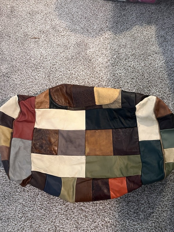 Patchwork Leather Multicolor Duffle Bag with Adjustable Straps made in Mexico gallery