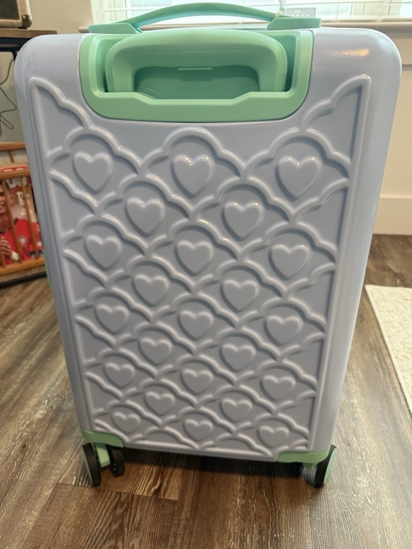 New – Roller Rabbit x Target – Embossed Heart Carry On Suitcase Light Blue