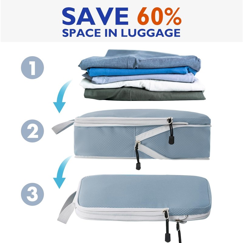 Compression Packing Cubes, 10 Set Packing Cubes for Travel Compression, Light... gallery
