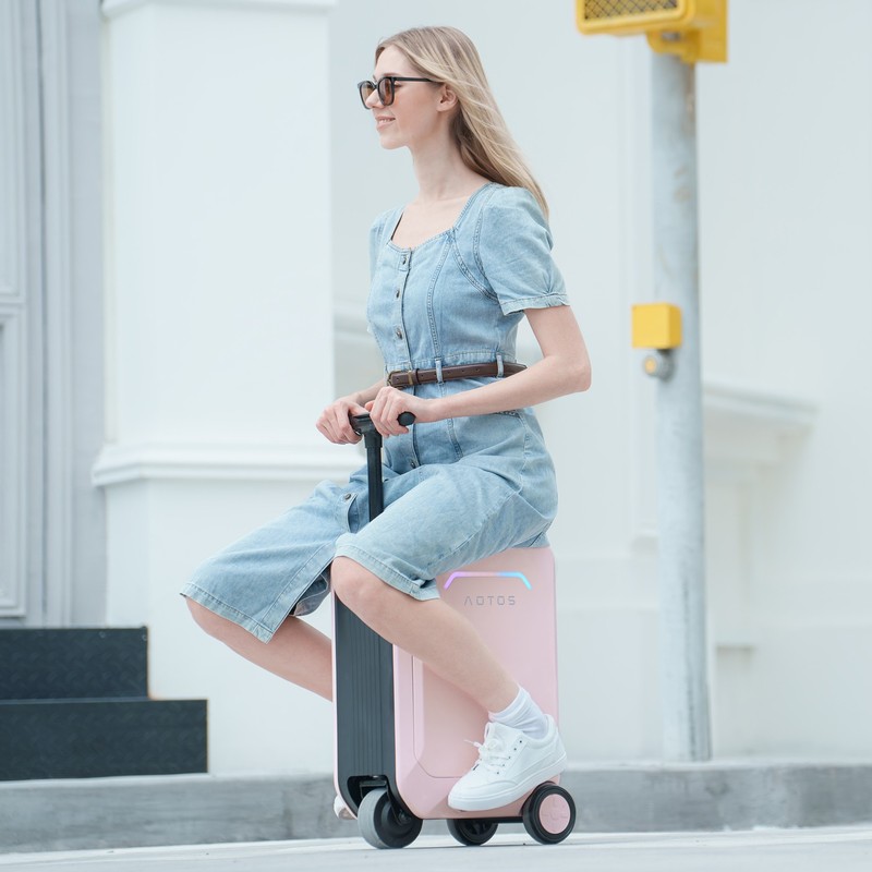🧳20'' Smart Rideable Suitcase 31L Electric Luggage Scooter For Travel ^APP Pink gallery