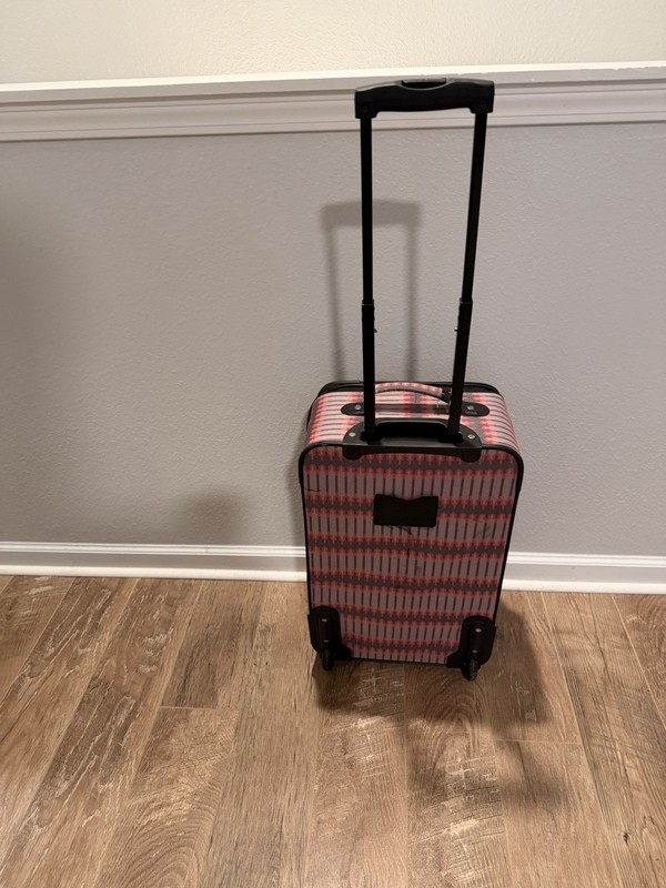 Pink Gray Abstract Pattern Soft Carry-On Luggage with Wheels and Top Handle gallery