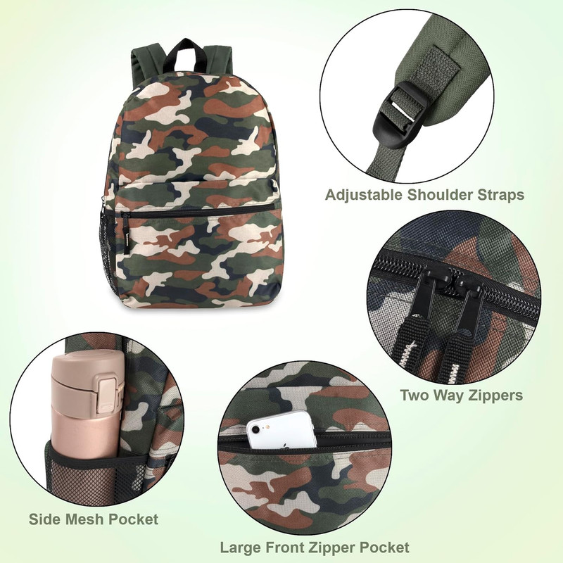 17 Inch Backpack for Travel & Commute, Zippered Front & Mesh Side Pockets, Padde gallery