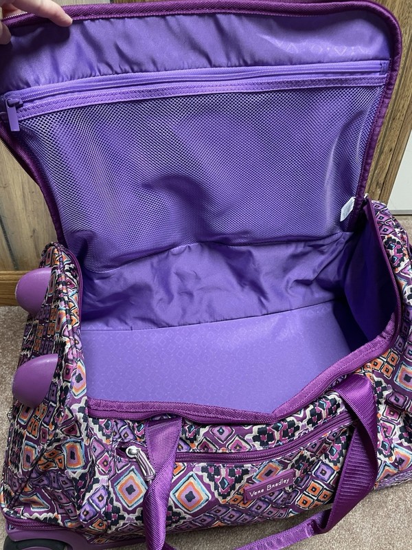 Vera Bradley Ripstop Foldable Rolling Duffle Bag Diamond Dreams Suitcase Purple gallery