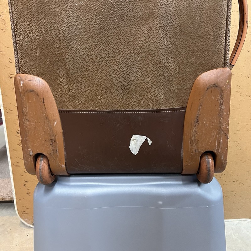 Bric's 21" Luggage Carry On Rolling Suitcase Brown Pebbled Cognac Leather Trim gallery