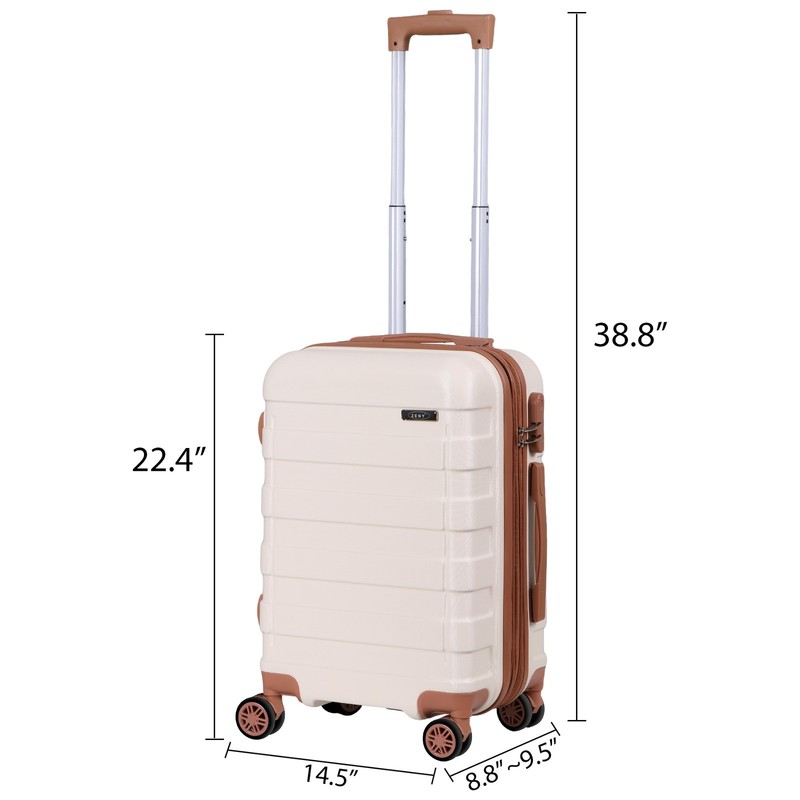 Hardside Carry Luggage Carry-On Suitcase with Spinner Wheels Camping 22" White gallery