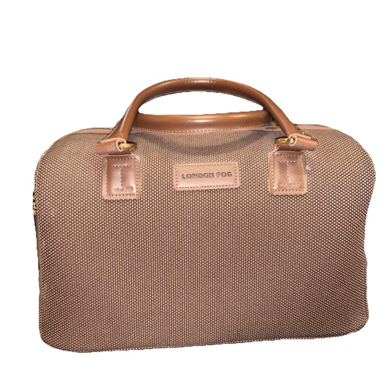 London Fog Carry-On Bag 16″ Oxford Zip Fabric Tote Luggage Travel Tweed Satchel