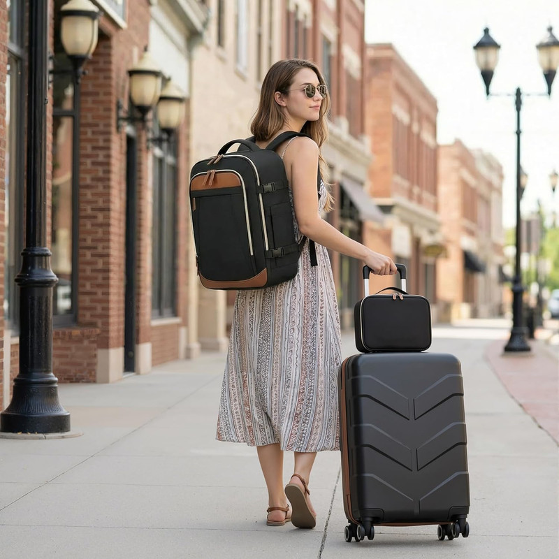Expandable Luggage Set with Backpack - 21In Suitcase with TSA Lock & Spinner Whe gallery