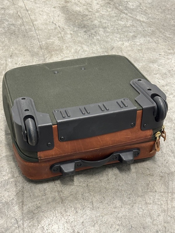 Orvis Battenkill Rolling Briefcase Business Class Bag Leather Green Canvas 16x14 gallery