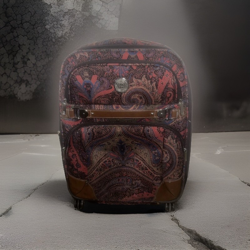CHAPS Ralph Lauren Paisley Rolling Carry-on Bag Zippered Pockets 24” X 15” X9”