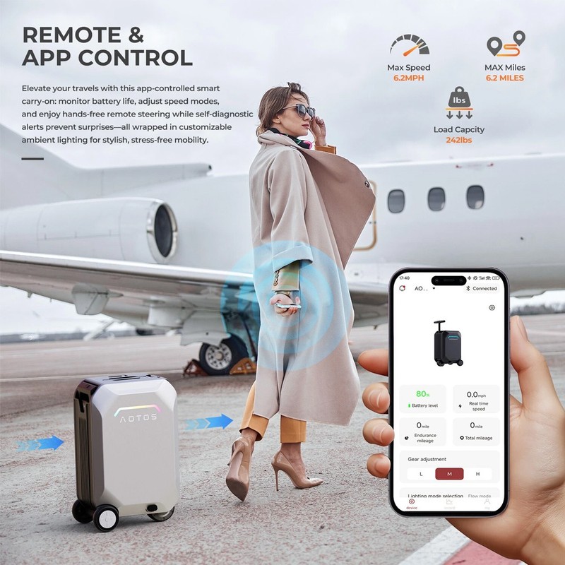 20" Electric Suitcase Rideable Boardable Luggage 10KM Range,Smart Suitcase 31L gallery
